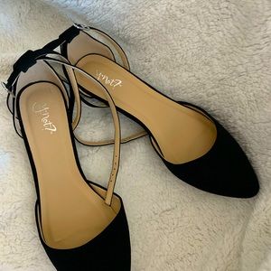Black flats with ankle strap